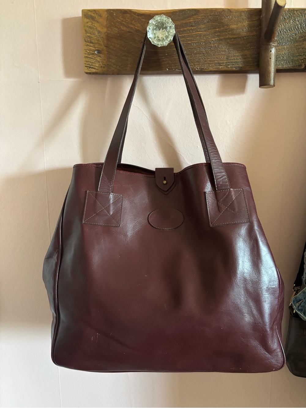 Levenger Large Leather Tote Bag in Deep Burgundy
